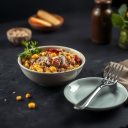 Ілюстрація для страви «Миска з індичкою, гречкою і кукурудзою»